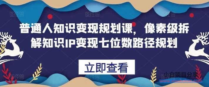 普通人知识变现规划课,像素级拆解知识IP变现七位数路径规划