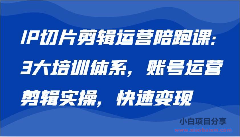 IP切片剪辑运营陪跑课,3大培训体系:账号运营 剪辑实操 快速变现
