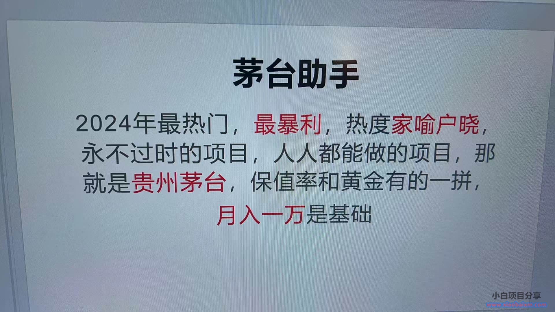 (13217期)魔法贵州茅台代理,永不淘汰的项目,抛开传统玩法,使用科技,命中率极-小白项目分享网