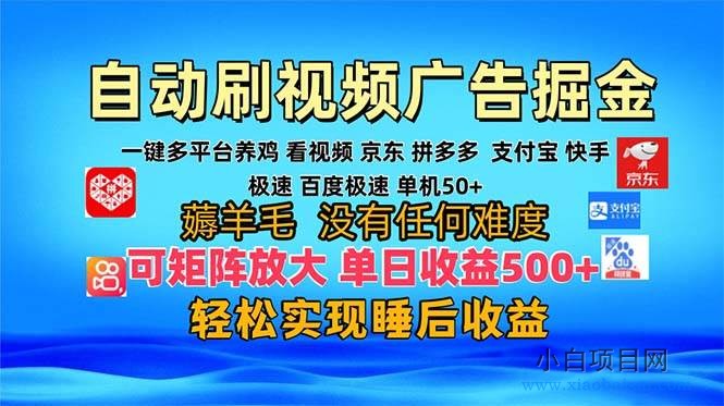 (13223期)多平台 自动看视频广告掘金,当天变现,收益300+,可矩阵放大操作-小白项目分享网