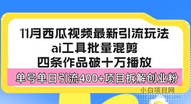 （13245期）西瓜视频最新玩法，全新蓝海赛道，简单好上手，单号单日轻松引流400+创...-小白项目分享网