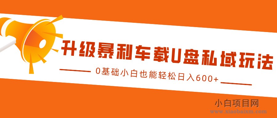 升级暴利车载U盘私域玩法,0基础小白也能轻松日入600+-小白项目分享网