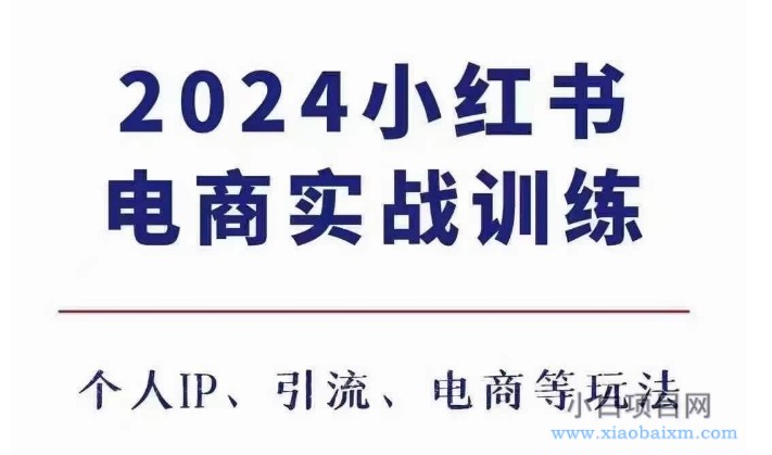 2024小红书电商3.0实战训练，包含个人IP、引流、电商等玩法-小白项目分享网