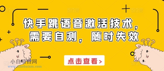 快手跳语音激活技术，需要自测，随时失效-小白项目分享网