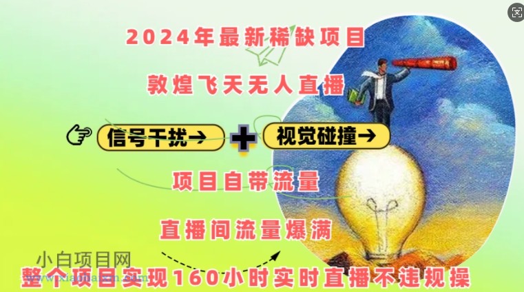 www.xiaobaixm.com下载完整创业项目 2024年最新稀缺项目敦煌飞天无人直播,项目自带流量,流量爆满,实现160小时实时直播不违规操