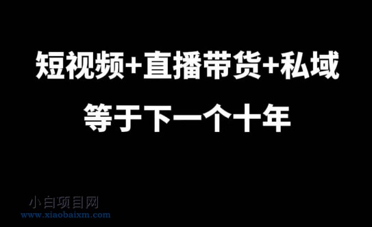 www.xiaobaixm.com下载完整创业项目 短视频+直播带货+私域等于下一个十年,大佬7年实战经验总结