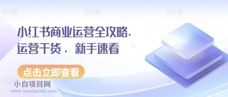 小红书商业运营全攻略，运营干货 ，新手速看-小白项目分享网