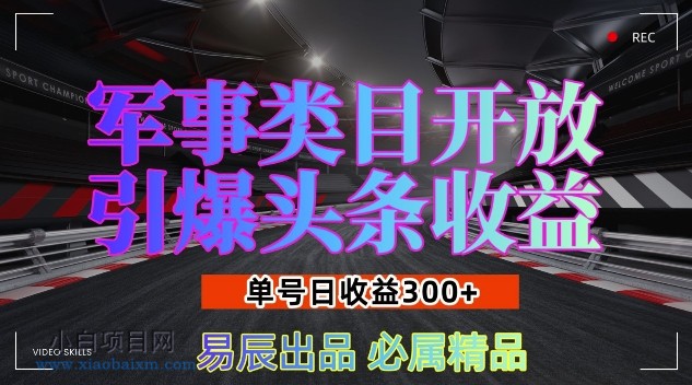 军事类目开放引爆头条收益,单号日入3张,新手也能轻松实现收益暴涨【揭秘】-小白项目分享网