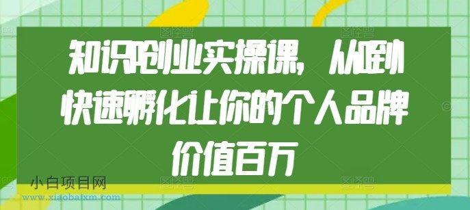 知识IP创业实操课,从0到1快速孵化让你的个人品牌价值百万