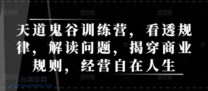 天道鬼谷训练营,看透规律,解读问题,揭穿商业规则,经营自在人生