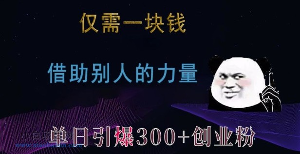 仅需一块钱，借助别人的力量，单日引爆300+创业粉、兼职粉【揭秘】-小白项目分享网