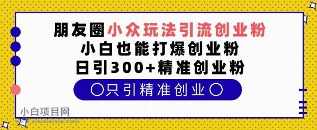 朋友圈小众玩法引流创业粉,小白也能打爆创业粉,日引300+精准创业粉【揭秘】