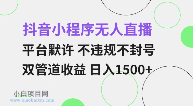 抖音小程序无人直播 平台默许 不违规不封号 双管道收益 日入多张 小白也能轻松操作【仅揭秘】