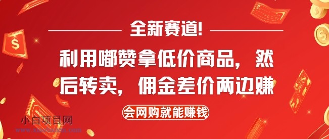全新赛道,利用嘟赞拿低价商品,然后去闲鱼转卖佣金,差价两边赚,会网购就能挣钱