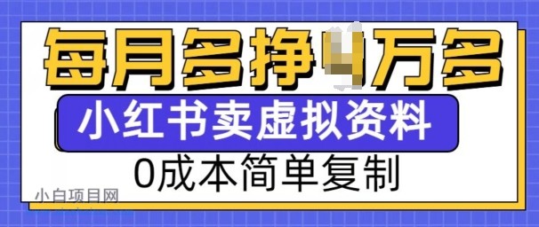 小红书虚拟资料项目,0成本简单复制,每个月多挣1W【揭秘】