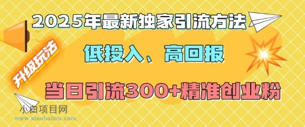 2025年最新独家引流方法，低投入高回报？当日引流300+精准创业粉-小白项目分享网
