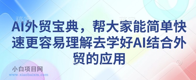 AI外贸宝典,帮大家能简单快速更容易理解去学好AI结合外贸的应用