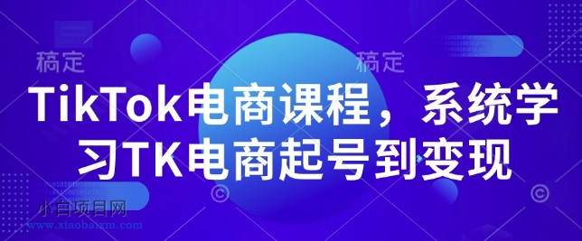 TIKTOK电商课程,系统学习TK电商起号到变现