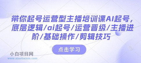 带你起号运营型主播培训课AI起号,底层逻辑/ai起号/运营晋级/主播进阶/基础操作/剪辑技巧