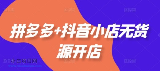 拼多多+抖音小店无货源开店,包括:选品、运营、基础、付费推广、爆款案例等(更新25年1月)-小白项目分享网