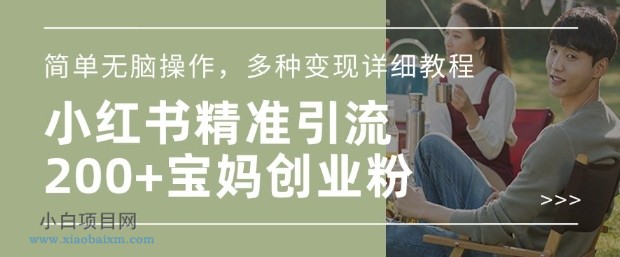 小红书混剪日引200+宝妈创业粉,简单无脑操作,多种变现详细教程