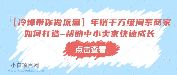 【冷锋带你做流量】年销千万级淘系商家如何打造–帮助中小卖家快速成长