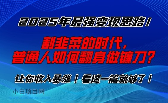 2025年最强变现思路,割韭菜的时代, 普通人如何翻身做镰刀?【揭秘】