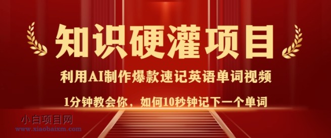 知识硬灌,10秒钟让你记住一个单词,3分钟一个视频,日入多张不是梦-小白项目分享网