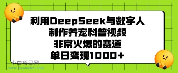 利用DeepSeek与数字人制作养宠科普视频,非常火爆的赛道,单日变现多张