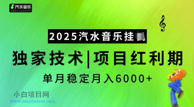 2025汽水音乐挂JI,独家技术,项目红利期,稳定月入5k【揭秘】