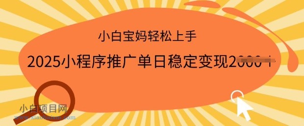 2025小程序推广单日稳定变现多张,一部手机即可操作,小白宝妈轻松上手【揭秘】