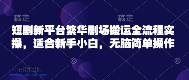 短剧新平台繁华剧场搬运全流程实操,适合新手小白,无脑简单操作-小白项目分享网