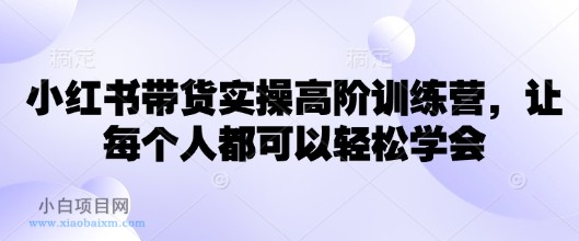小红书带货实操高阶训练营，让每个人都可以轻松学会-小白项目分享网