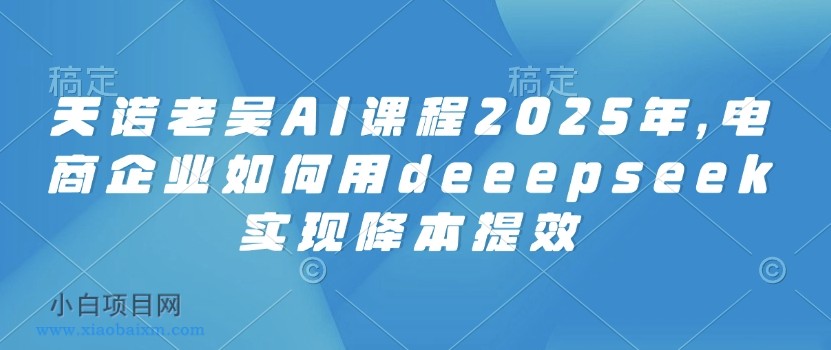 天诺老吴AI课程2025年,电商企业如何用deeepseek实现降本提效
