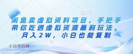 闲鱼卖虚拟资料项目,手把手带你吃透虚拟资源暴利玩法,月入2W,小白也能复制
