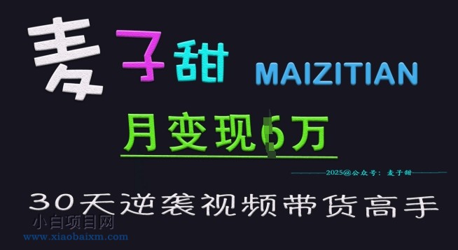麦子甜30天逆袭视频带货高手,单月变现6W加特训营