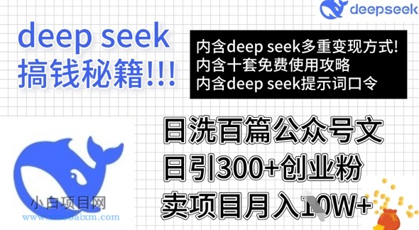 用DeepSeek日洗百篇公众号文章,轻松日引300+创业粉,卖项目月入1w+