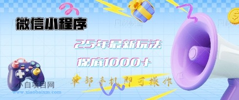 微信小程序25年最新教学保底日入1k+,最新玩法,单部手机即可操作,做就有收益【揭秘】