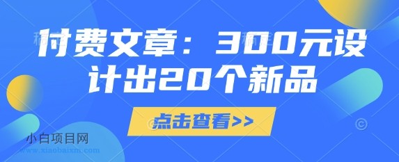 付费文章:300元设计出20个新品