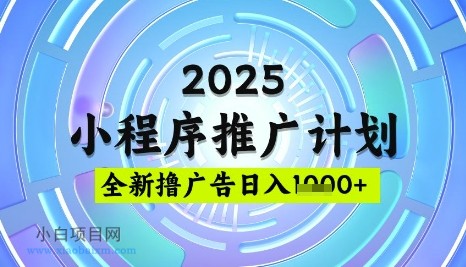 2025微信小程序推广计划，撸广告玩法，日均5张，稳定简单【揭秘】-小白项目分享网