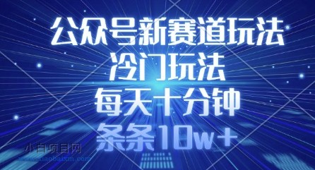 公众号新赛道玩法，冷门玩法，每天十分钟，条条10w+-小白项目分享网