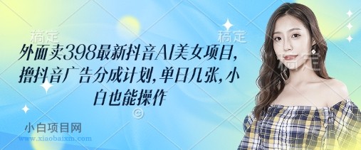 外面卖398最新抖音AI美女项目，撸抖音广告分成计划，单日几张，小白也能操作-小白项目分享网