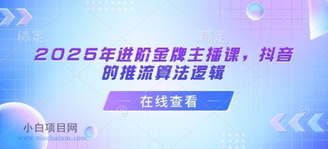 2025年进阶金牌主播课,抖音的推流算法逻辑