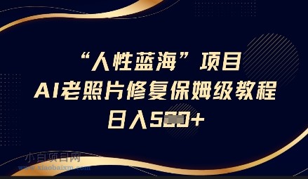 人性蓝海AI老照片修复项目保姆级教程，长期复购，轻松日入5张-小白项目分享网