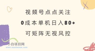 视频号点点关注，0成本单号80+，可矩阵，绿色正规，长期稳定【揭秘】-小白项目分享网