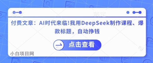 付费文章：AI时代来临！我用DeepSeek制作课程、爆款标题，自动挣钱-小白项目分享网