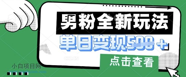 最新男粉暴力变现项目实操版教程，小白也能轻松上手，月入1w【揭秘】-小白项目分享网