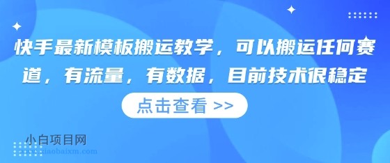 快手最新模板搬运教学，可以搬运任何赛道，有流量，有数据，目前技术很稳定-小白项目分享网