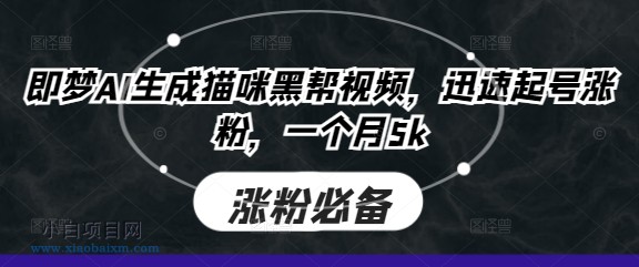 即梦AI生成猫咪黑帮视频,迅速起号涨粉,一个月5k
