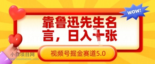 靠鲁迅先生名言,日入数张,视频号掘金赛道5.0